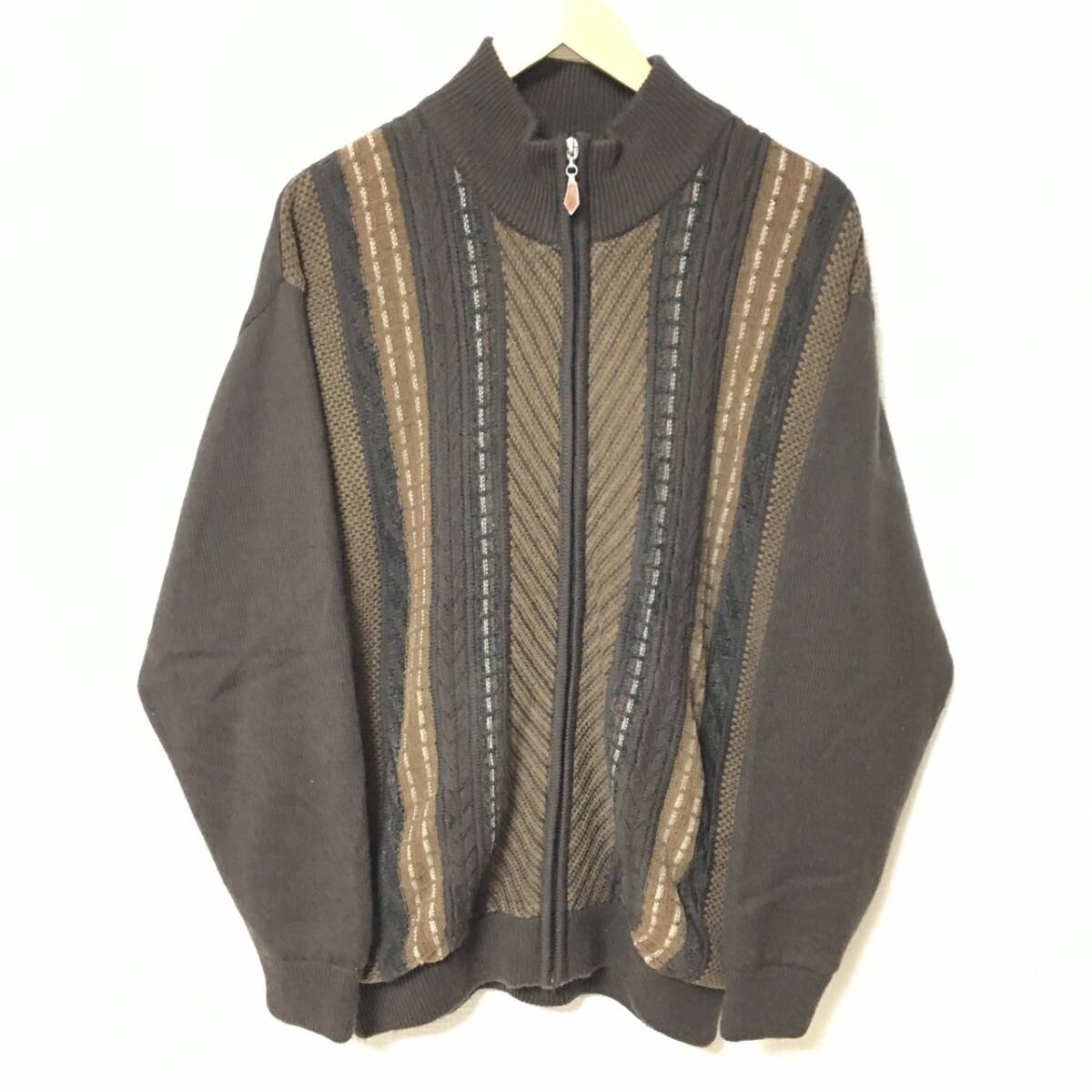 ビッグサイズ◎【TUATARA】ツアタラ ブルゾン ウール混 ニット アウター ジャンパー 裏地 セーター メンズ ブラウン サイズ LL /Y34957fa拍卖