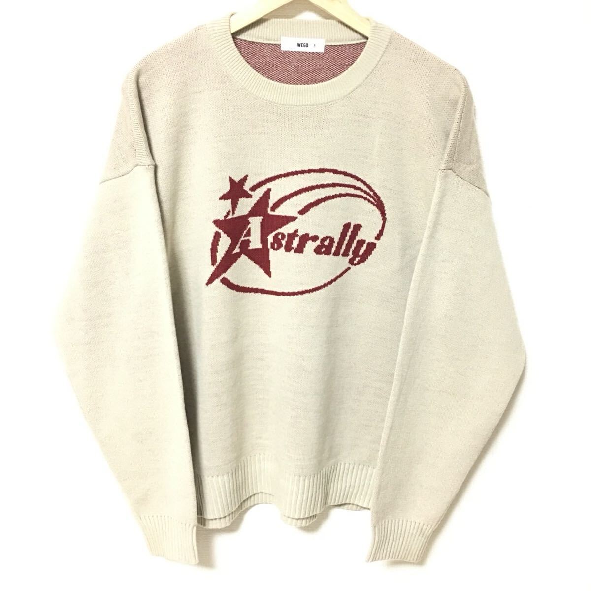 人気ブランド◎【WEGO】ウィゴー セーター ニット カジュアル きれいめ タウンユース クルーネック メンズ ベージュ サイズS/Y35513fF拍卖