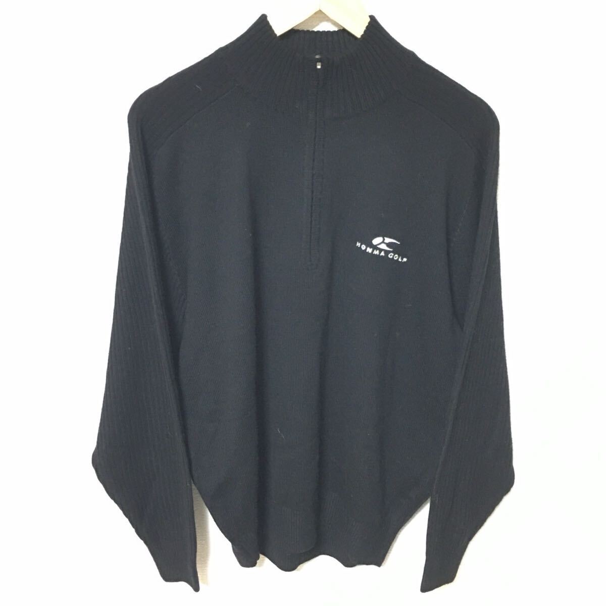 ゴルフにも◎【TWIN MARKS】ツインマークス セーター ニット ウール ハーフジップ プルオーバー 普段 メンズ ブラック サイズL/Y35870fF拍卖