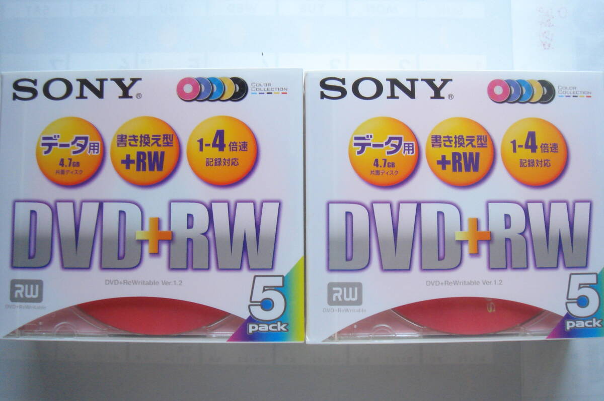 SONYソニー DVD+RW 5パック 2点 データ用4.7GB 1-4倍速拍卖