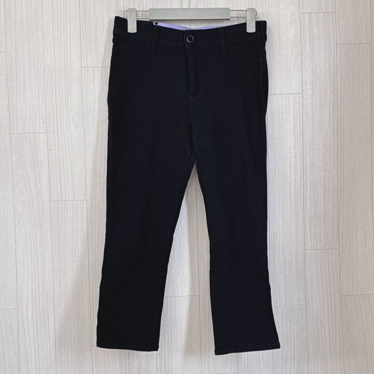 Y2099 美品 SOMETHING. EDWIN サムシング エドウィン レディース ストレッチパンツ 左足ロゴ刺 ウエストゴム(背面) XL ブラック綿 シック拍卖