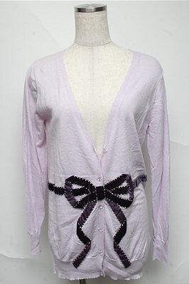 Emily Temple cute / ベロアリボンカーディガン ラベンダー S-25-06-27-030-ET-TO-HR-ZT056拍卖