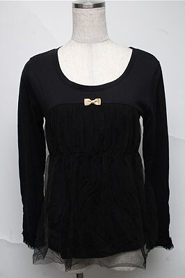 Emily Temple cute / チュール切替トップス 黒 S-25-06-27-039-ET-TO-AS-ZT491拍卖