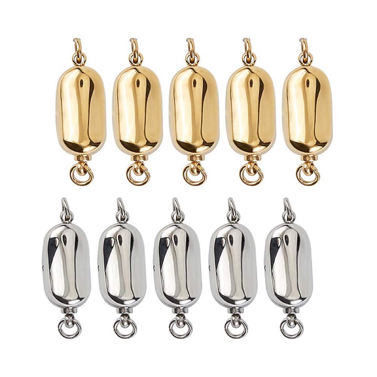 m)UNICRAFTALE 約10セット 20x8x7mm 304ステンレス鋼ボックスクラスプ 豆形のクラスプ 留め金 留め具 金具 ヒモ留め 紐留め 留め金 拍卖