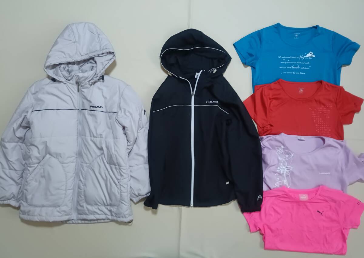 宅急便送料込み 中綿コート ウインドブレーカー 半袖Tシャツ アウター含む 6点 まとめて レディース M セット HEAD プーマ 7908拍卖