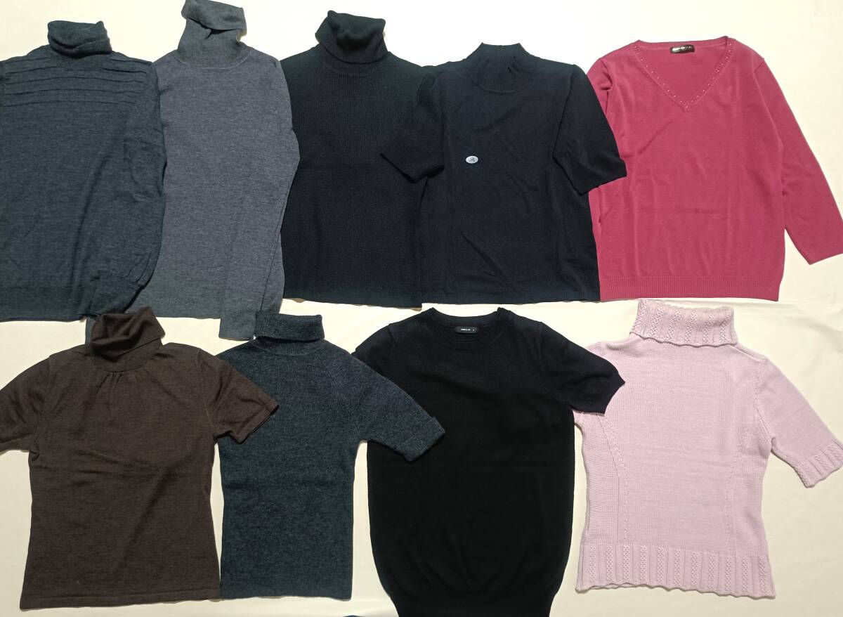 宅急便送料込み セーター 9点 まとめて レディース M セット ニット タートル 半袖 長袖 ミシェルクラン コムサイズム ユニクロ 7910拍卖