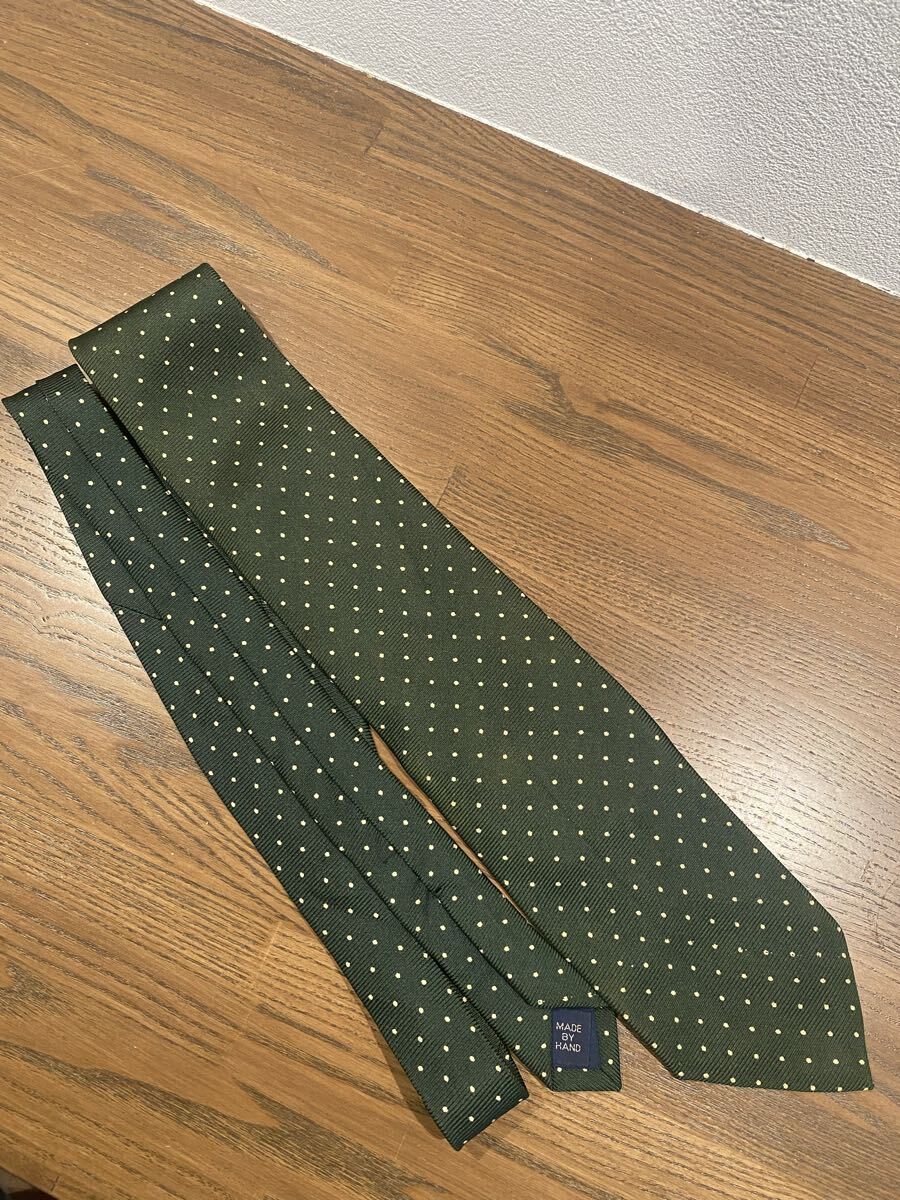 訳有り品 ラルフローレン ネクタイ シルク 水玉 グリーン 英国製 イングランド RALPH LAUREN 拍卖