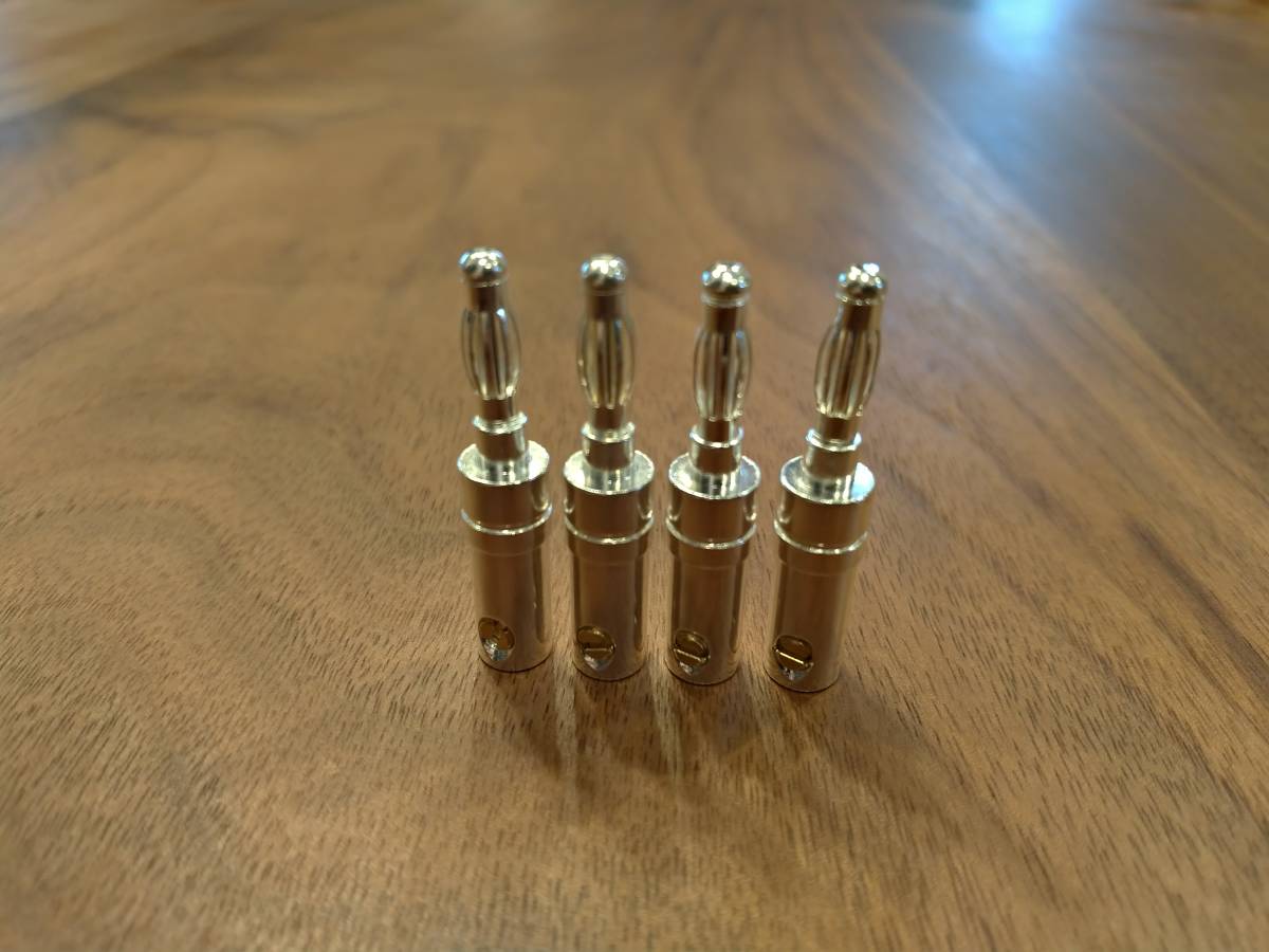 純銀コート 高品質 バナナプラグ 新品 未使用 4個セット 収縮チューブ付属 3拍卖