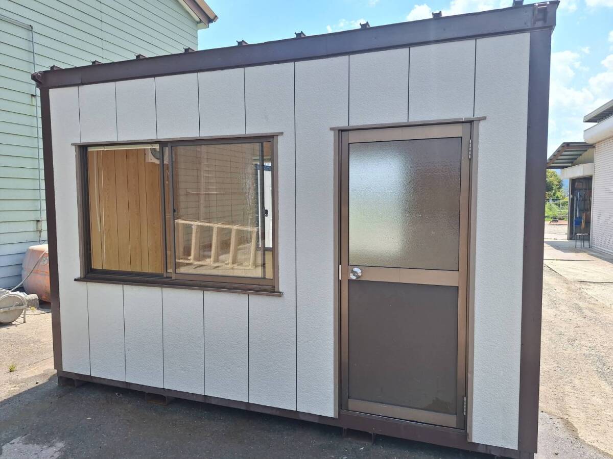 【滋賀発】◎コンテナ 物置 ユニットハウス 2坪 スーパーハウス 中古 仮設 プレハブ 収納 倉庫 事務所 4畳 サイズ 3,600×1,800×2,650拍卖