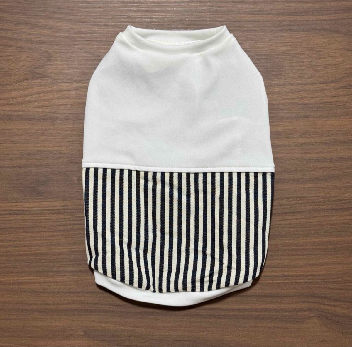 ストライプ デニム タンクトップ Sサイズ 犬服 ハンドメイド拍卖