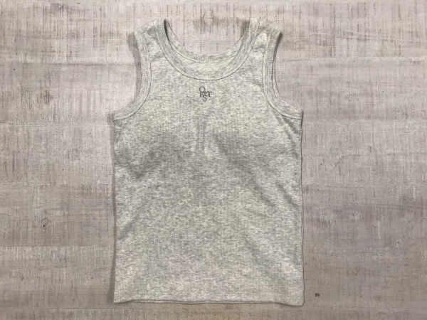 QUEST デイアンドデイ デイリーユース 刺繍 リブ編み カップ付き タンクトップ レディース ストレッチ F ライトグレー拍卖