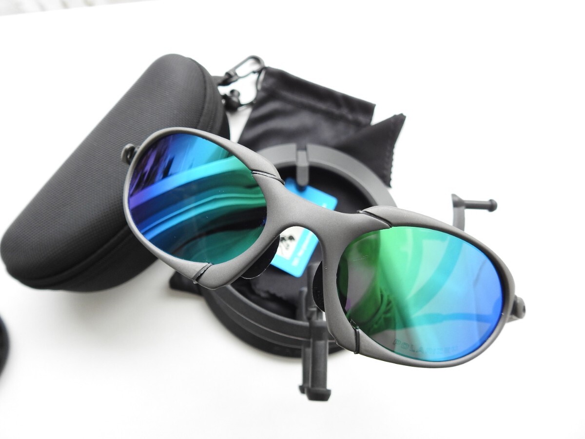 ブルーグリーン偏光レンズメタルフレームサングラス ミラーオークリーロメオタイプ拍卖