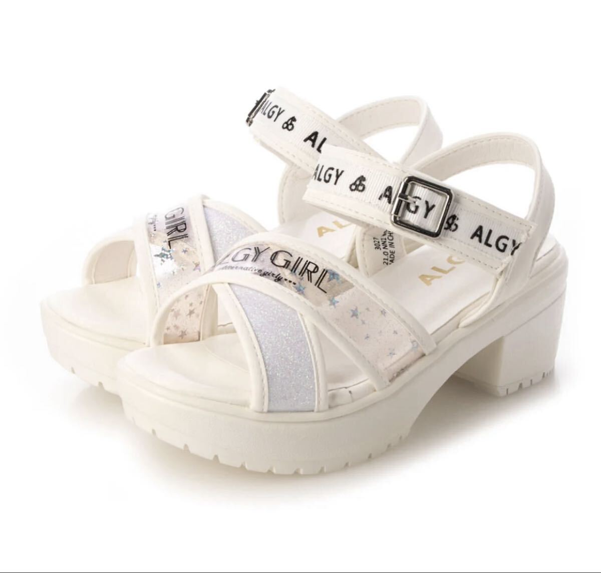 ALGY アルジー ロゴ入り クロスベルトヒールサンダル 厚底 19cm拍卖