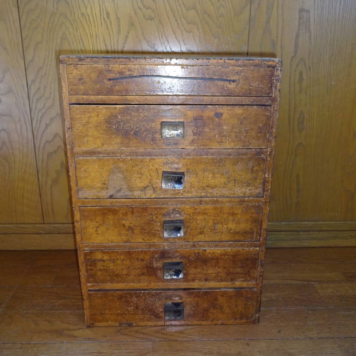 昭和レトロ木製レターケース レトロレターケース 引き出し6杯 卓上小引き出し 収納小引き出し ②拍卖