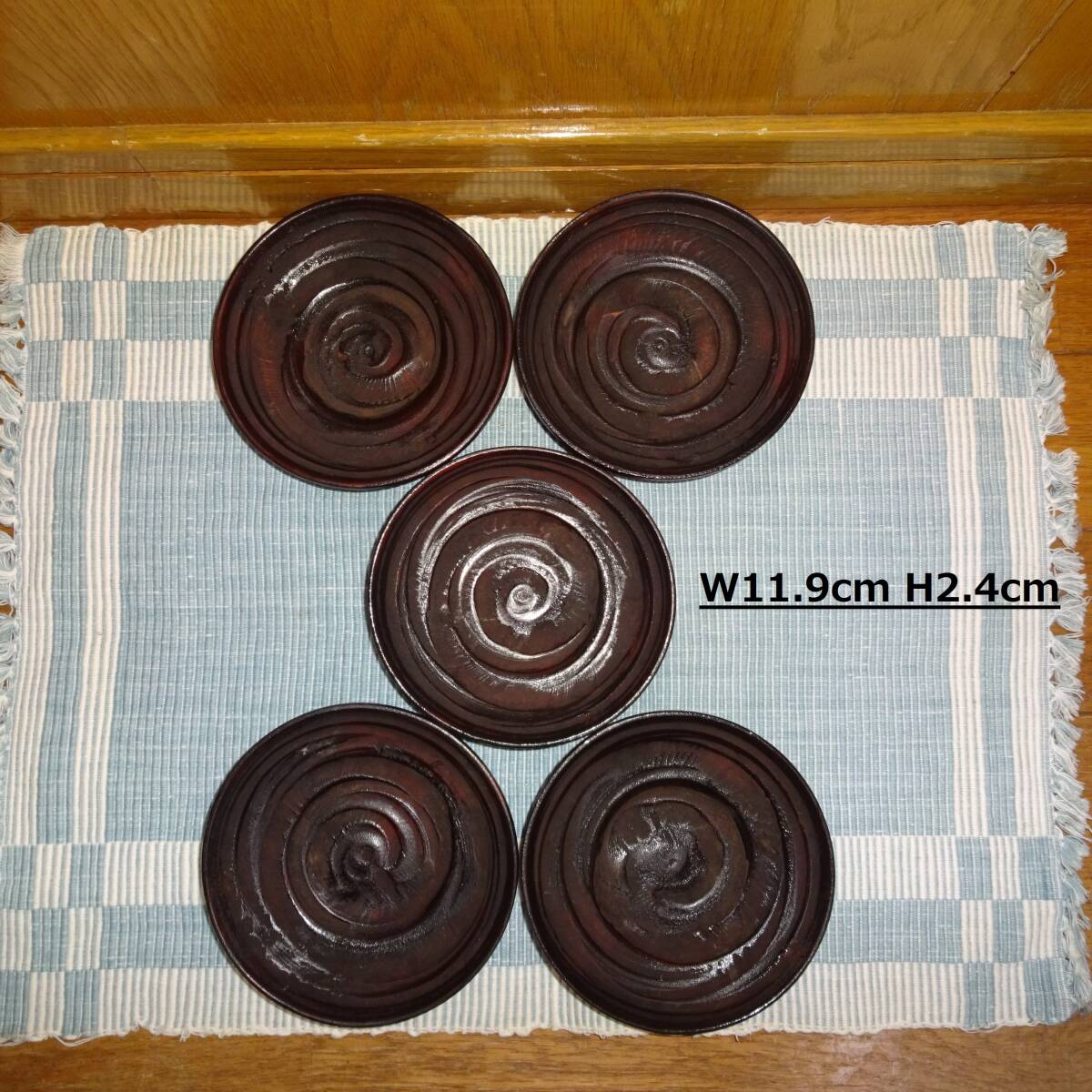 象谷塗り茶托 5枚 ぞうこく塗り 天然木 ④拍卖