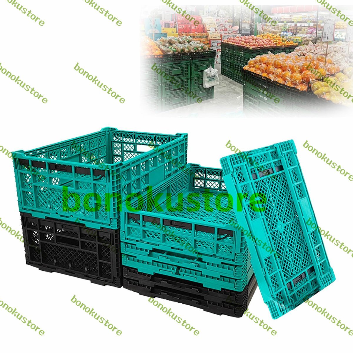 収穫コンテナ 折りたたみ 大型 メッシュ底 収納コンテナ オリコン コンテナボックス 採集コンテナ ブラック 30*20*10CM 10個拍卖