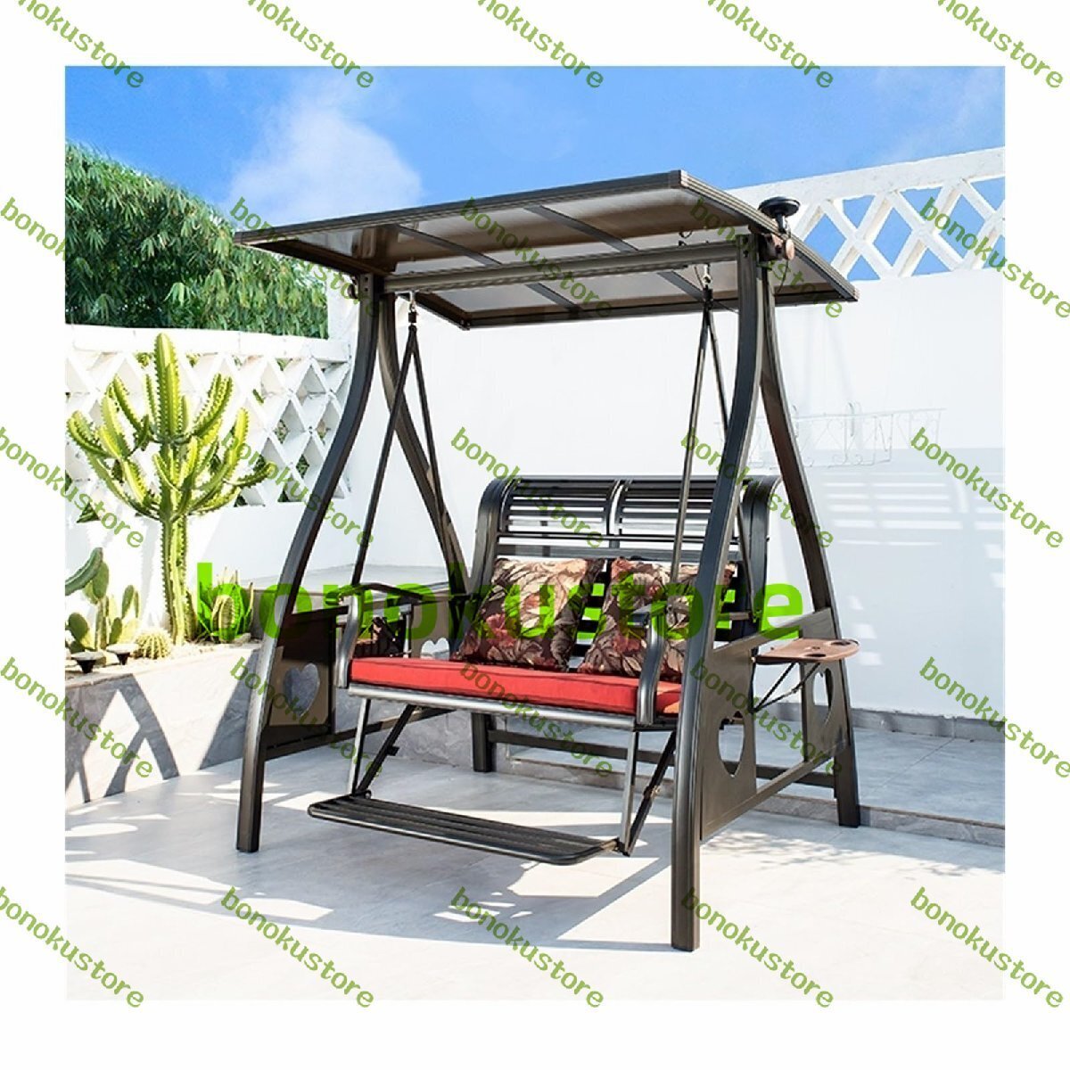 スイングチェア 屋外中庭 庭園 バルコニー 屋外ブランコ 鋳造アルミニウム合金レイジーリクライニングチェア 2人および3人用 ライト付き拍卖