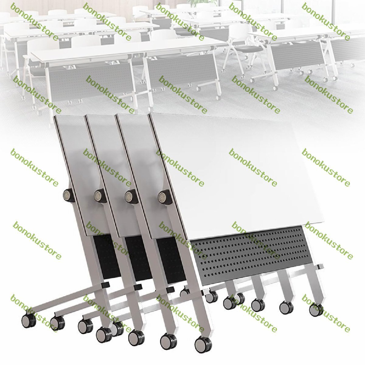 4パック会議テーブル、サイレントホイール付きフリップトップモバイルトレーニングテーブル、スチールバッフル付き折りたたみ式複合コンピ拍卖