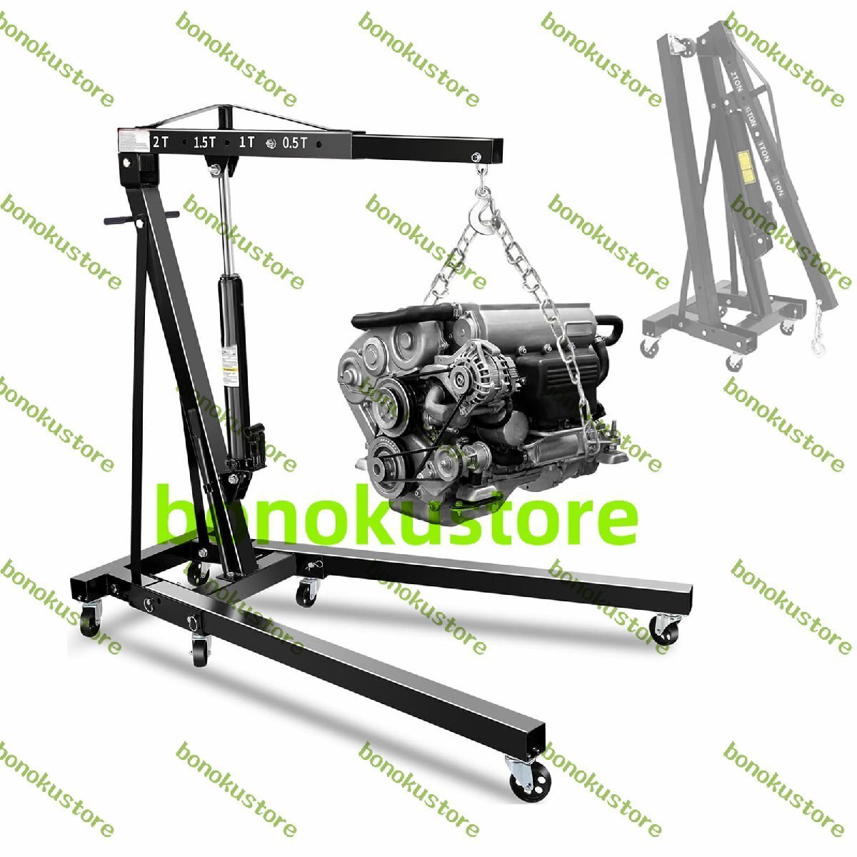 エンジンクレーン 3t 手動 油圧式 折りたたみ 4段階調節 キャスター付き エンジンハンガー 2000kg 作業工具 コンパク収納 吊り上げ拍卖