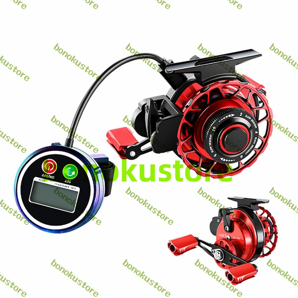 筏 リール 右巻き 筏釣り カセリール 自動均一ワイヤースプレッド 2.6:1ギア比 ワンボタン磁気降下 合金製 デジタル表示カウント拍卖