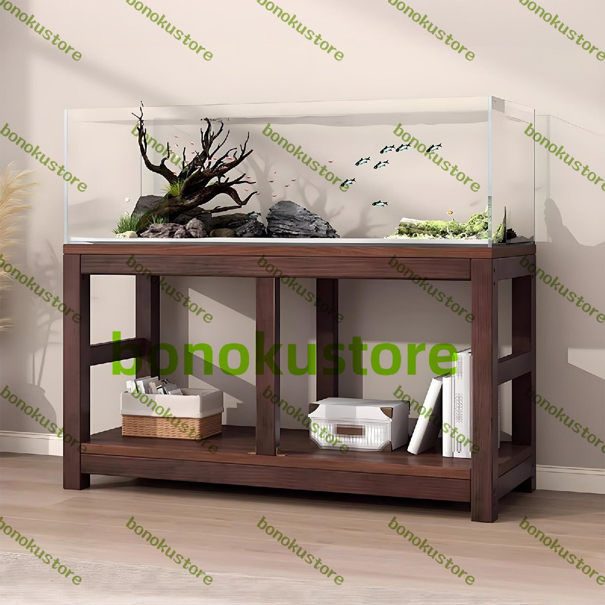 水槽台 水槽用 組立式 水槽スタンド 水槽置き台 二層式 大容量 無垢材 耐荷重最大600kg 水槽テーブル 木製 水槽置き台 (150x50x70cm)拍卖