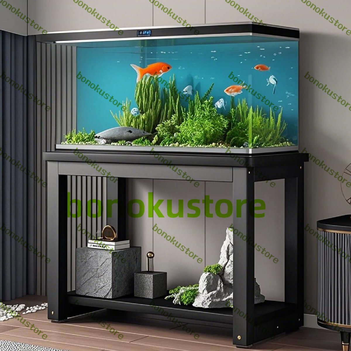 水槽台 60センチ水槽 水槽 台 金属ブラケット 厚い木製ボード 強力な耐荷重能力 45cm用 物を置く台 水槽棚 二重層収納 (黒 60x40x70cm)拍卖