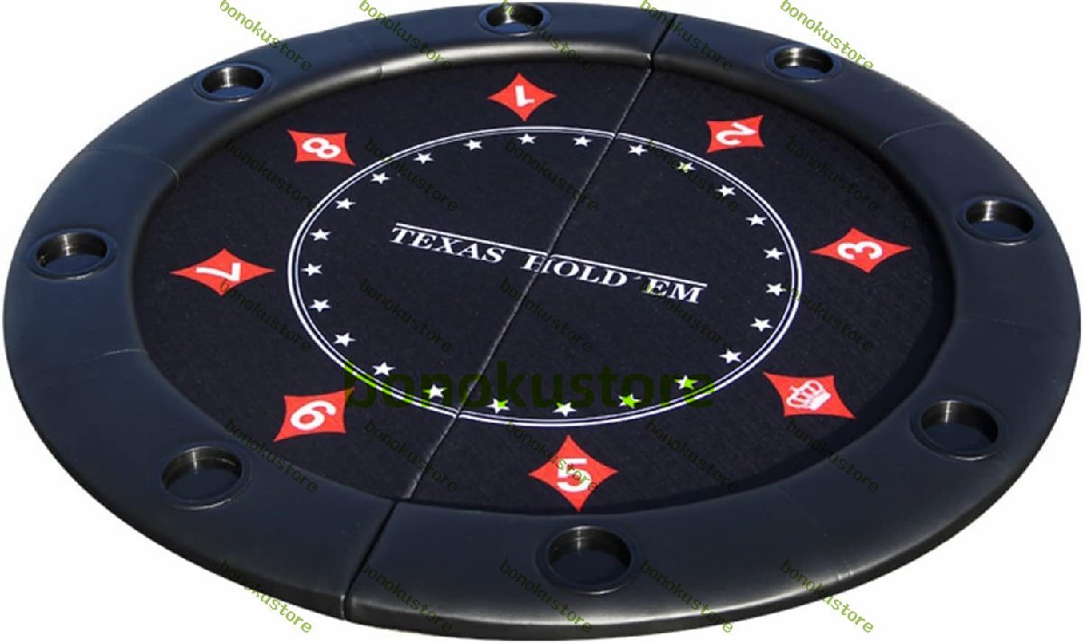 カジノ テーブル、折りたたみ式 ポーカーテーブル 8人用 円形 カップホルダーと収納バッグ付き 収納&持ち運び簡単 120x120cm ブラック拍卖