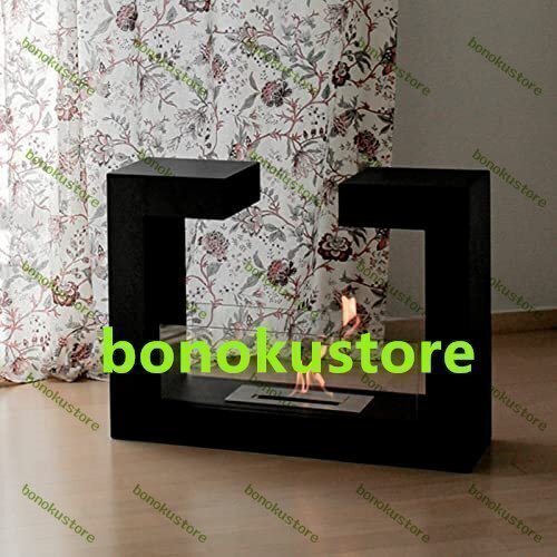 バイオエタノール暖炉 本物の炎エタノール暖炉 屋内・屋外両用 アウトドア ストーブ 幅73×奥行25×高さ58cm (黒)拍卖