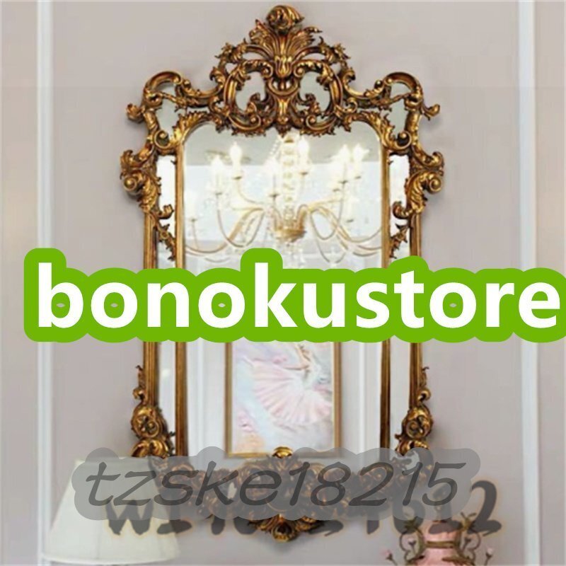 高級製品☆珍しい☆壁掛け鏡 壁掛け 壁掛けミラー ウォールミラー 75 x124cm 高級豪華鏡 アンティーク調 サイズオーダー可能拍卖