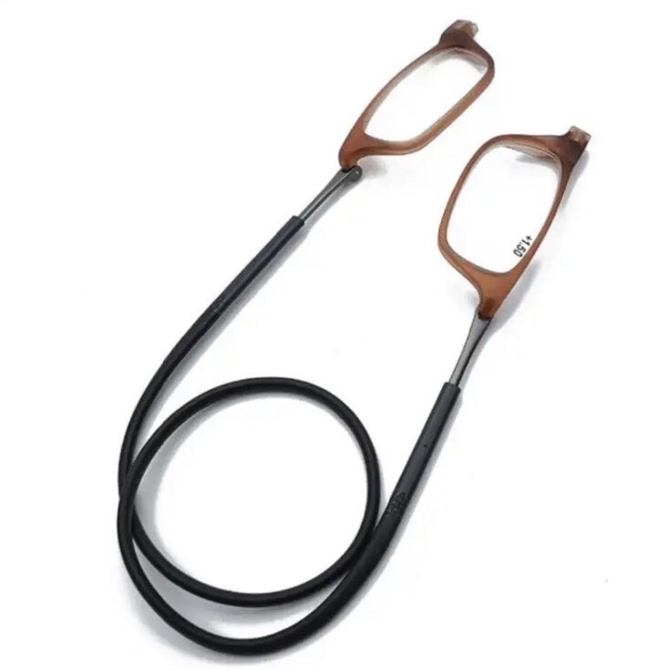 新品 送料無料 シニア マグネット 老眼鏡 +3.0 茶色拍卖