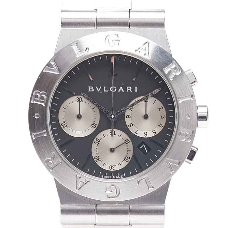 ブルガリ ディアゴノ スポーツ 腕時計 CH35S 自動巻き ブラック文字盤 ステンレススチール メンズ BVLGARI 【中古】拍卖