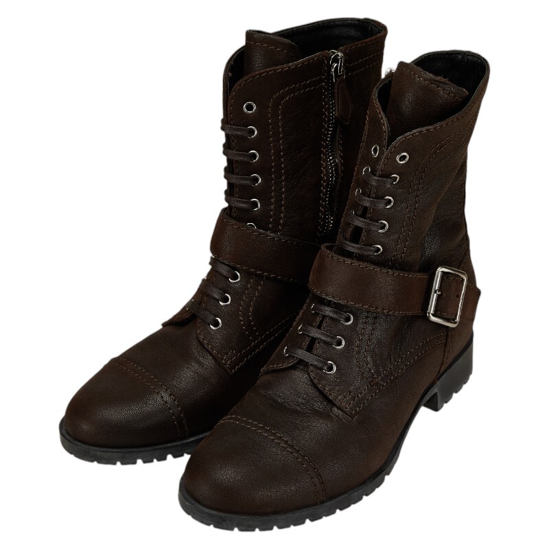 ミュウミュウ ブーツ サイズ:37.5 ブラウン レザー レディース MIUMIU 【中古】拍卖