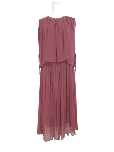 ナノユニバース nano universe NANO&CO. ワンピース ドレス レイヤード風 プリーツ ノースリーブ ボルドー ワイン系 size 38 レディース拍卖