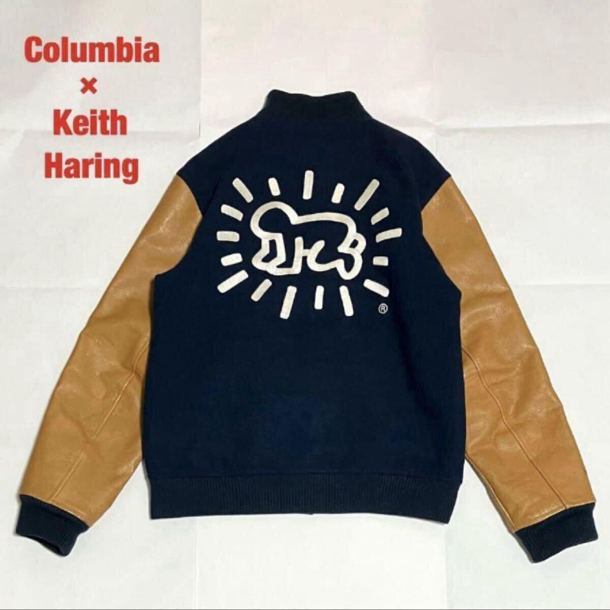 【希少】Columbia×Keith Haring コラボスタジャン 牛革レザー コロンビア キースヘリング バイカラー 刺繍 Kinetics 213 PM5874拍卖
