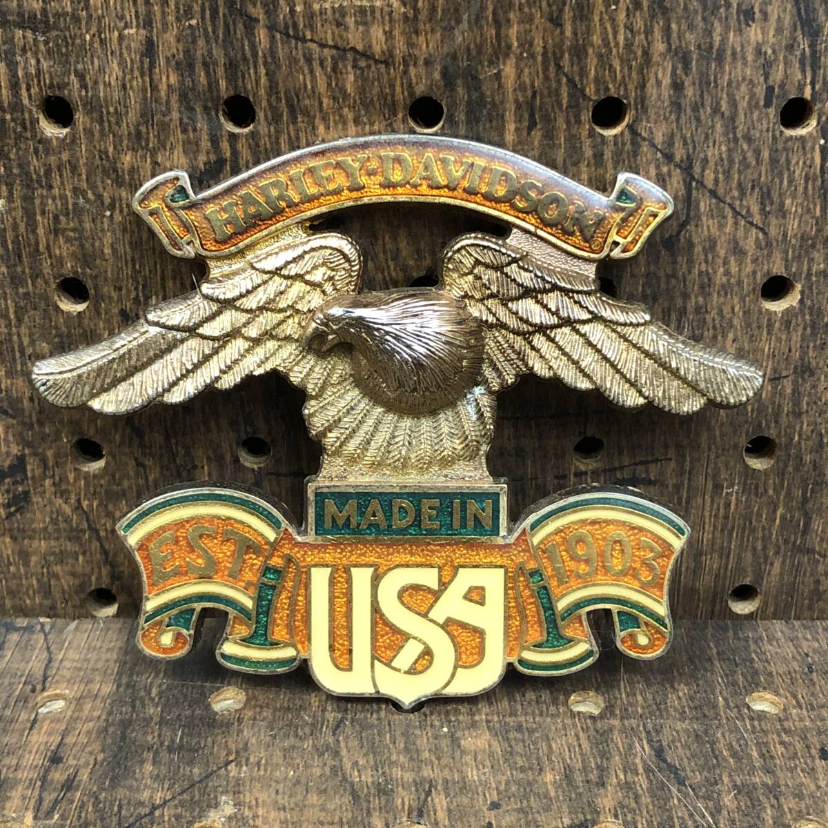 70s 80s◆ハーレー 純正 イーグル USA ロゴ エンブレム チョッパー ビンテージ 当時物 ナックル パン ショベル アイアン スポーツスター拍卖