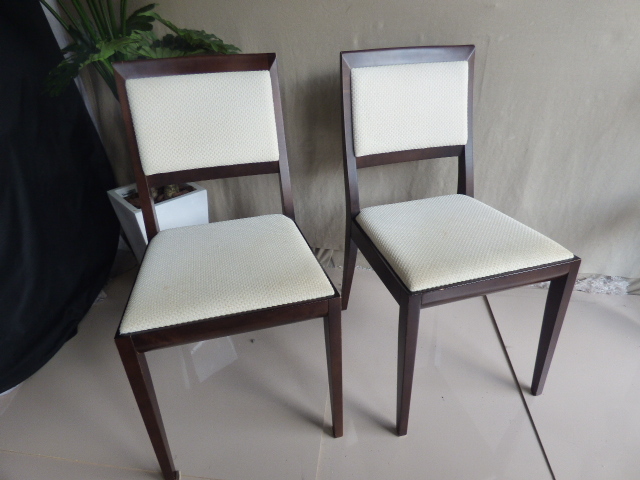 む56【2客セット】ダイニングチェア 木製フレーム アイボリー拍卖