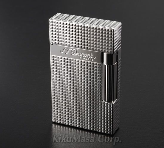 ST Dupont エス テー デュポン ガスライター ライン2 016184 ダイアモンドヘッドカットシルバープレート 銀色拍卖