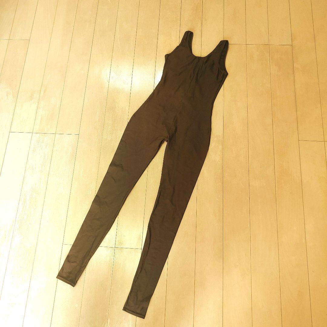 レオタード つなぎ オールインワン 踵ホールあり ノースリーブ ブラウン M相当拍卖