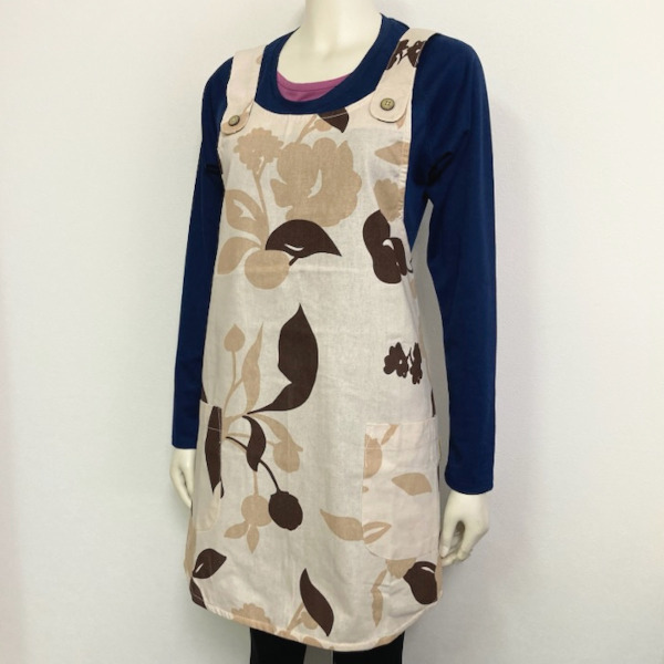 即決新品 エプロン ラウンドエプロン モダンフラワー柄 NORA STYLE フリーサイズ 送料無料拍卖