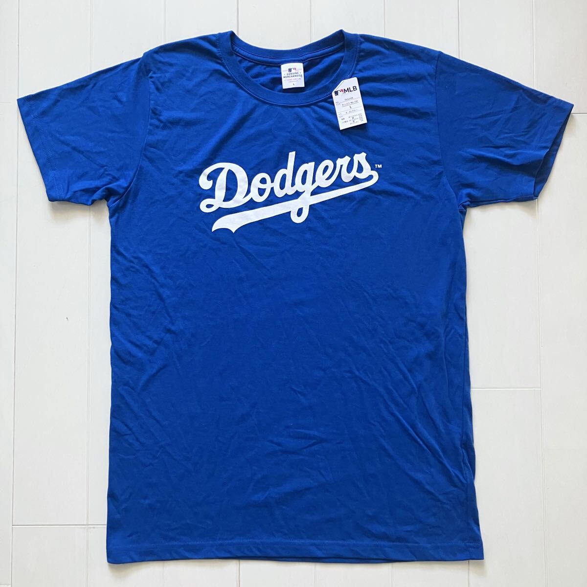 MLB ロサンゼルス ドジャース ロゴ Tシャツ 半袖 ブルー 青 LLサイズ 未使用 タグ付拍卖