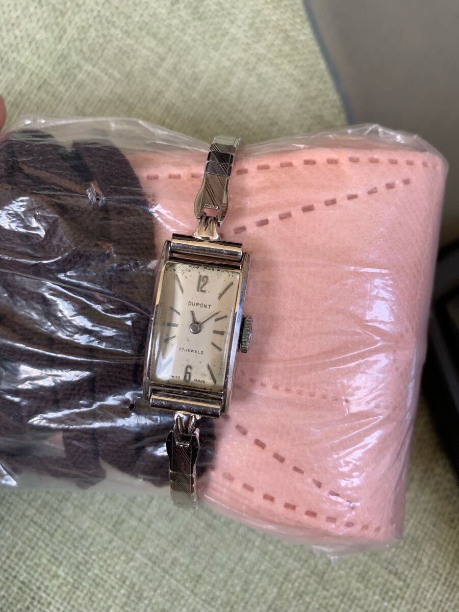 DuPont デュポン 14kwg 15.7g 17石 スイス製 女性用腕時計 希少AC03拍卖