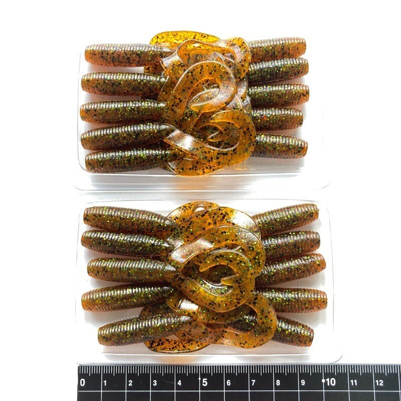 814283 ゲーリーヤマモト 4インチ ダブルテールグラブ 20本 GARY YAMAMOTO #196 パンプキン/グリーン&ブラックフレーク拍卖