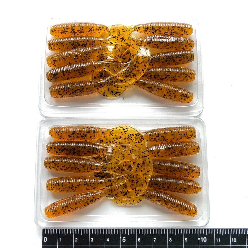 814287 ゲーリーヤマモト 4インチ シングルテールグラブ 20本 GARY YAMAMOTO #185 パンプキン/ブラックフレーク オールド品拍卖