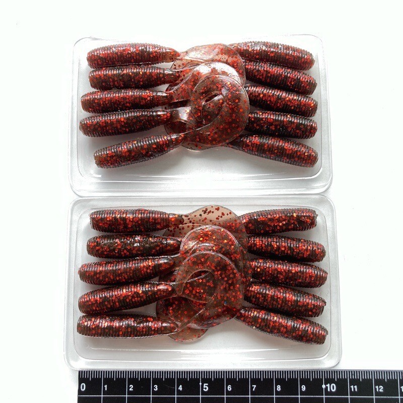 814294 ゲーリーヤマモト 4インチ シングルテールグラブ 20本 GARY YAMAMOTO #134 スモーク/レッドフレーク オールド品拍卖