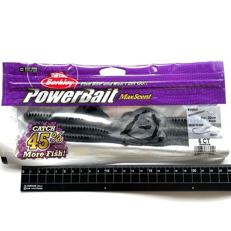 814402 新品 バークレイ マックスセント 8インチ キングテール #ブラック BERKLEY パワーベイト拍卖