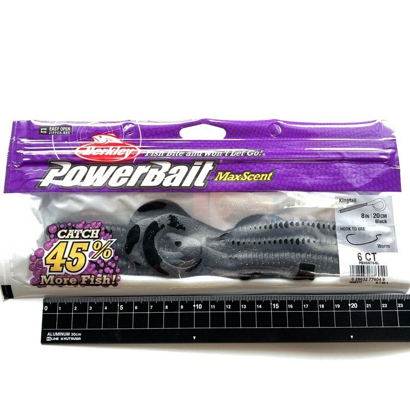 814403 新品 バークレイ マックスセント 8インチ キングテール #ブラック BERKLEY パワーベイト拍卖