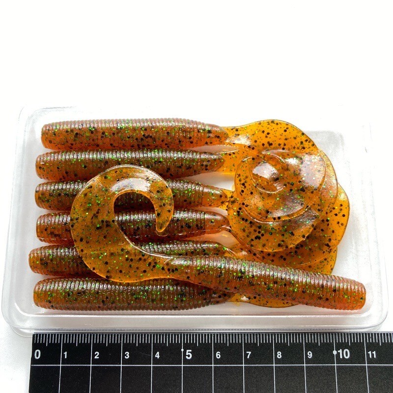 814413 ゲーリーヤマモト 6インチ ジャンボグラブ 7本 シングルテール GARY YAMAMOTO JUMBO GRUB #196 パンプキン/グリーン&ブラックFLK拍卖