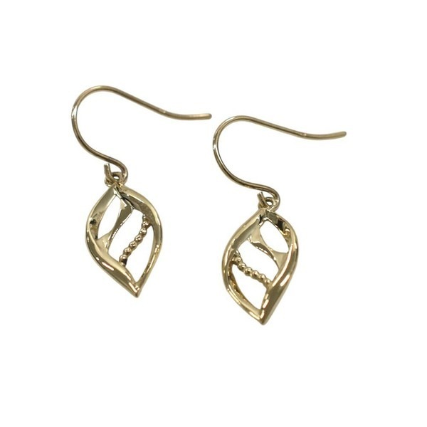 【10金】ピアス リーフモチーフ 揺れるデザインフック式 葉ジプシー金具 K10拍卖