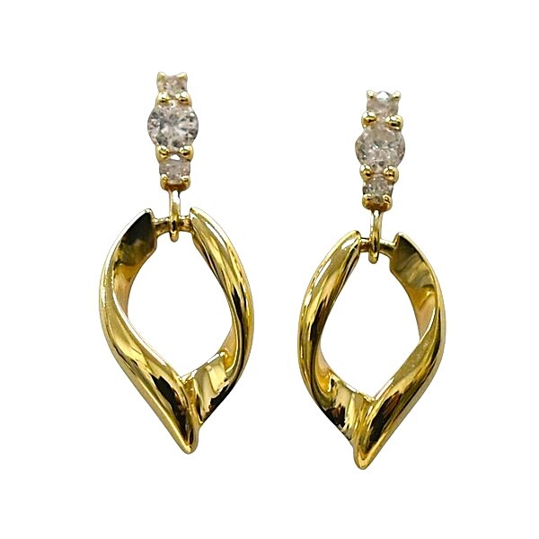 【10金】ダイヤピアス 0.1ct リーフモチーフ レディース 揺れるデザイン拍卖