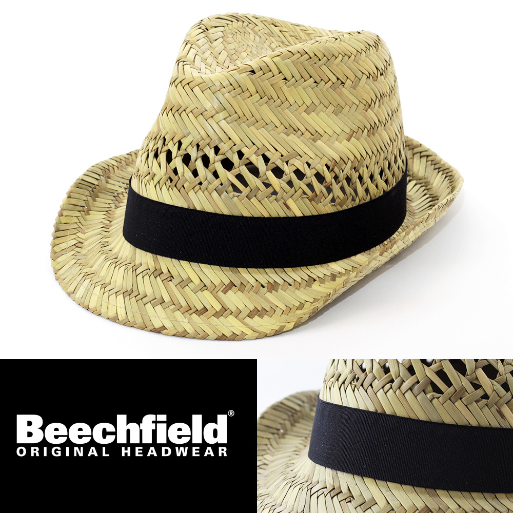 フェドラハット 帽子 Beechfield ビーチフィールド Straw summer trilby ナチュラル L/XL 中折れ BC730-LXL ストローハット イギリス拍卖